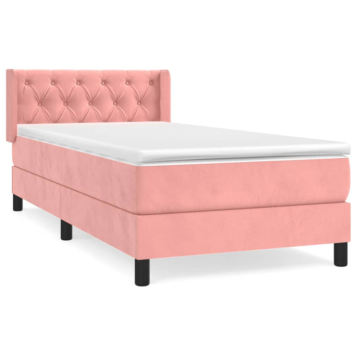 Pat box spring cu saltea, roz, 80x200 cm, catifea - WALTI WALTI