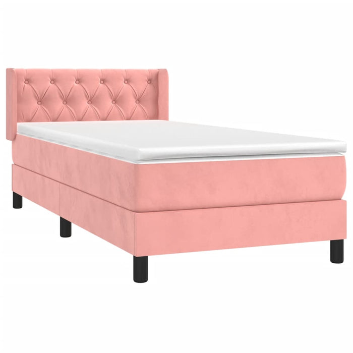 Pat box spring cu saltea, roz, 80x200 cm, catifea - WALTI WALTI