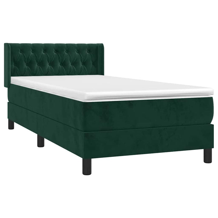 Pat box spring cu saltea, verde închis, 90x190 cm, catifea - WALTI WALTI