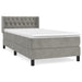 Pat box spring cu saltea, gri deschis, 90x200 cm, catifea - WALTI WALTI