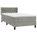 Pat box spring cu saltea, gri deschis, 90x200 cm, catifea - WALTI WALTI