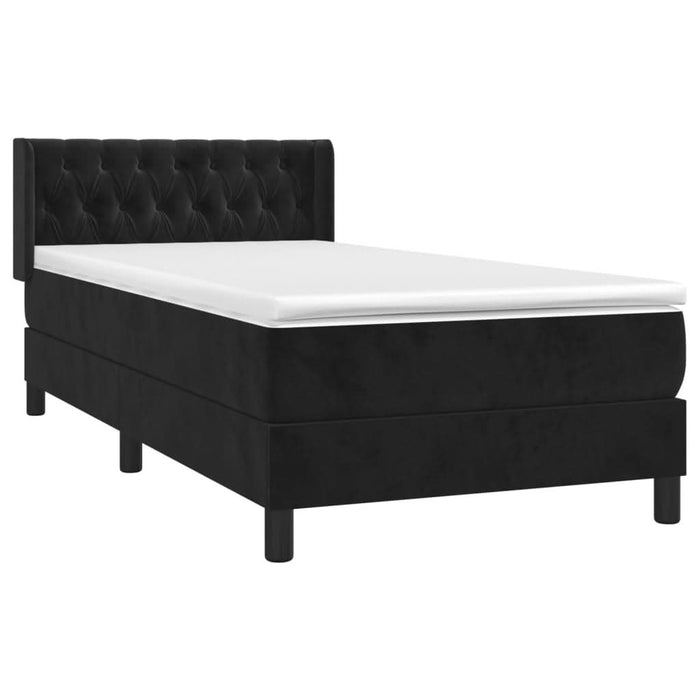 Pat box spring cu saltea, negru, 100x200 cm, catifea - WALTI WALTI
