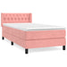 Pat box spring cu saltea, roz, 100x200 cm, catifea - WALTI WALTI