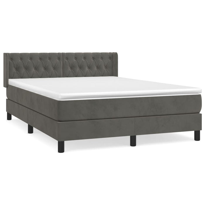 Pat box spring cu saltea, gri închis, 140x200 cm, catifea - WALTI WALTI