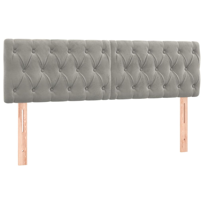 Pat box spring cu saltea, gri deschis, 160x200 cm, catifea WALTI