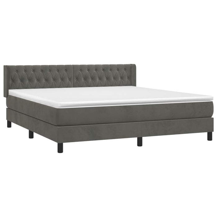 Pat box spring cu saltea, gri închis, 160x200 cm, catifea - WALTI WALTI