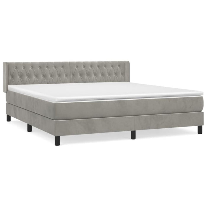 Pat box spring cu saltea, gri deschis, 180x200 cm, catifea - WALTI WALTI