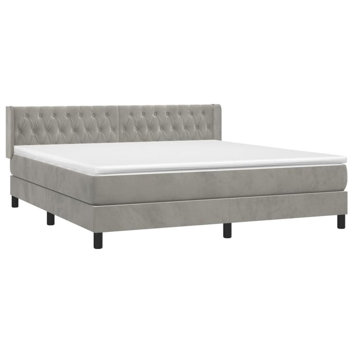 Pat box spring cu saltea, gri deschis, 180x200 cm, catifea - WALTI WALTI
