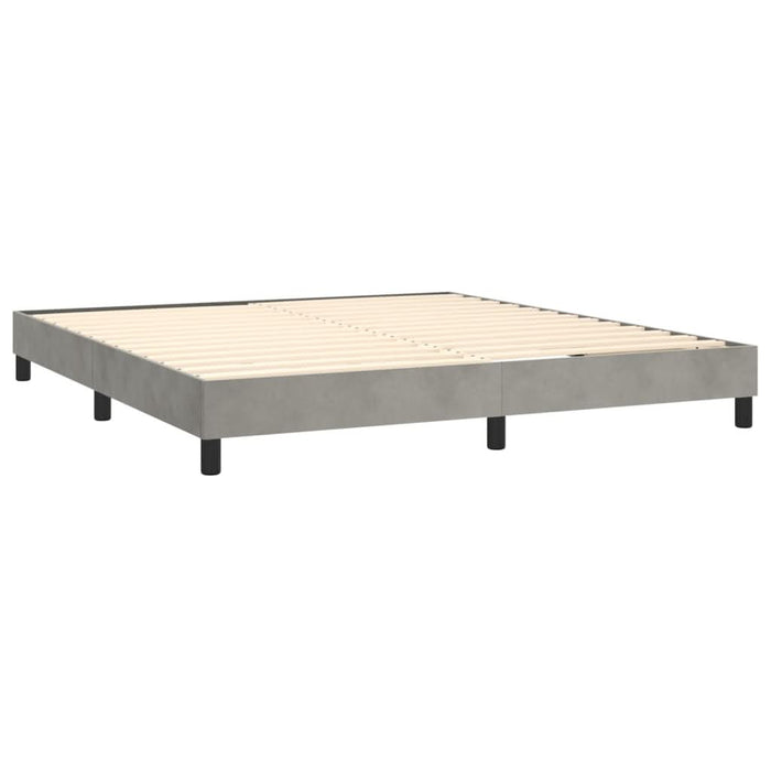 Pat box spring cu saltea, gri deschis, 180x200 cm, catifea - WALTI WALTI