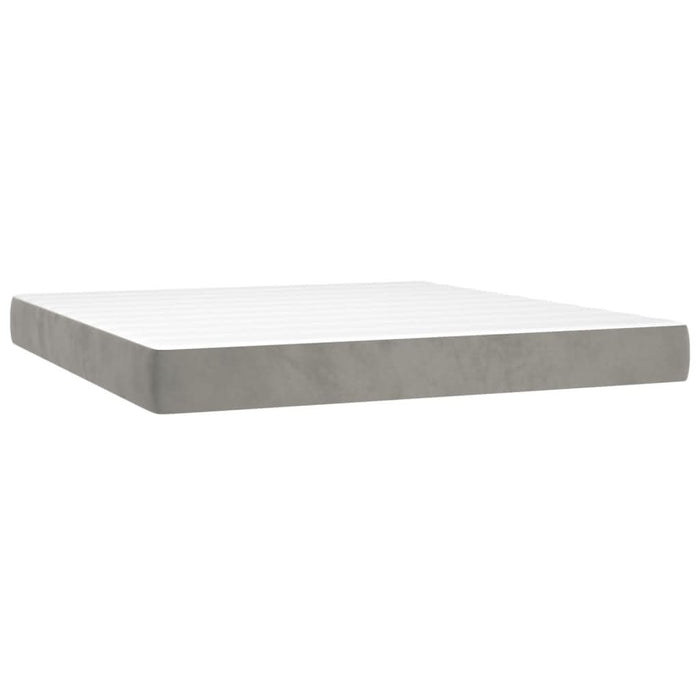 Pat box spring cu saltea, gri deschis, 180x200 cm, catifea - WALTI WALTI