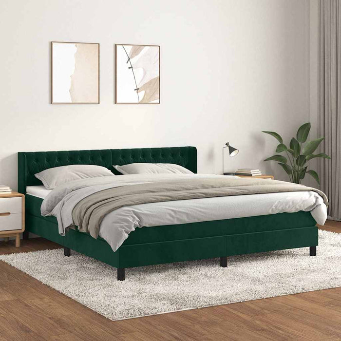 Pat box spring cu saltea, verde închis, 180x200 cm, catifea - WALTI WALTI
