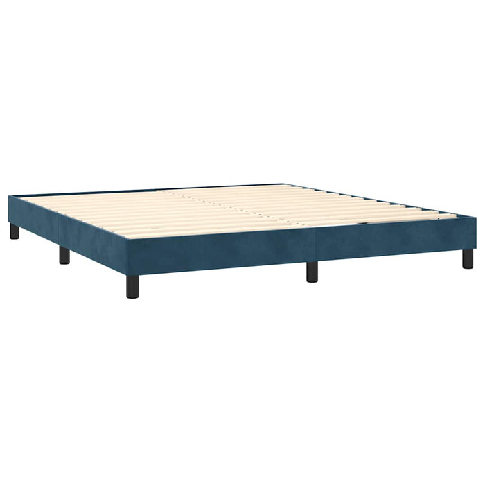 Pat box spring cu saltea, albastru închis, 180x200 cm, catifea - WALTI WALTI