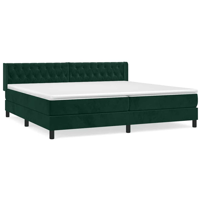 Pat box spring cu saltea, verde închis, 200x200 cm, catifea - WALTI WALTI