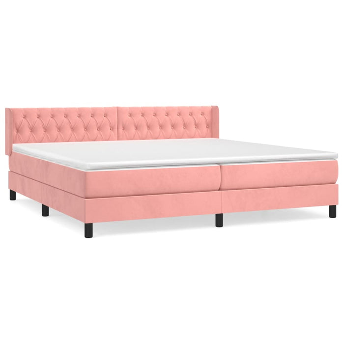 Pat box spring cu saltea, roz, 200x200 cm, catifea - WALTI WALTI