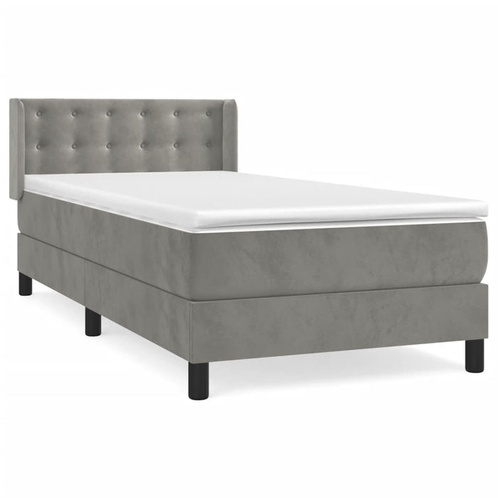Pat continental cu saltea, gri deschis, 80x200 cm, catifea - WALTI WALTI