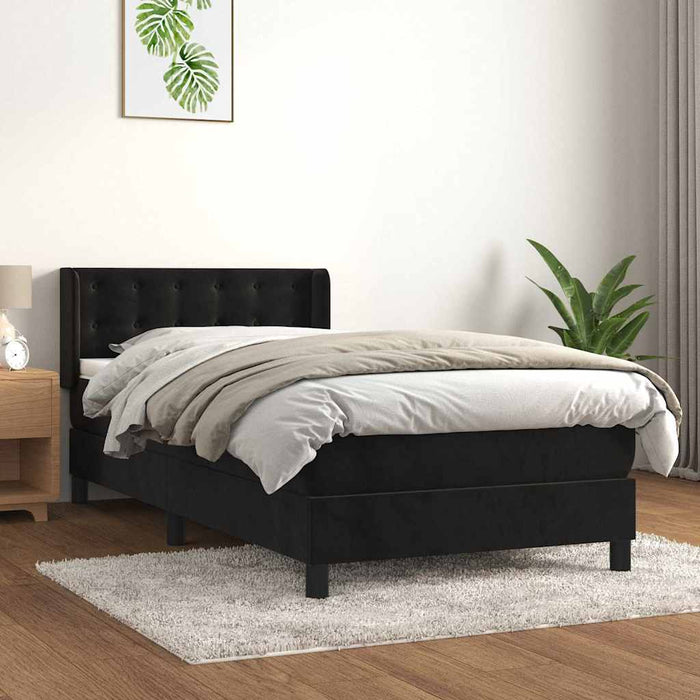 Pat box spring cu saltea, negru, 80x200 cm, catifea - WALTI WALTI