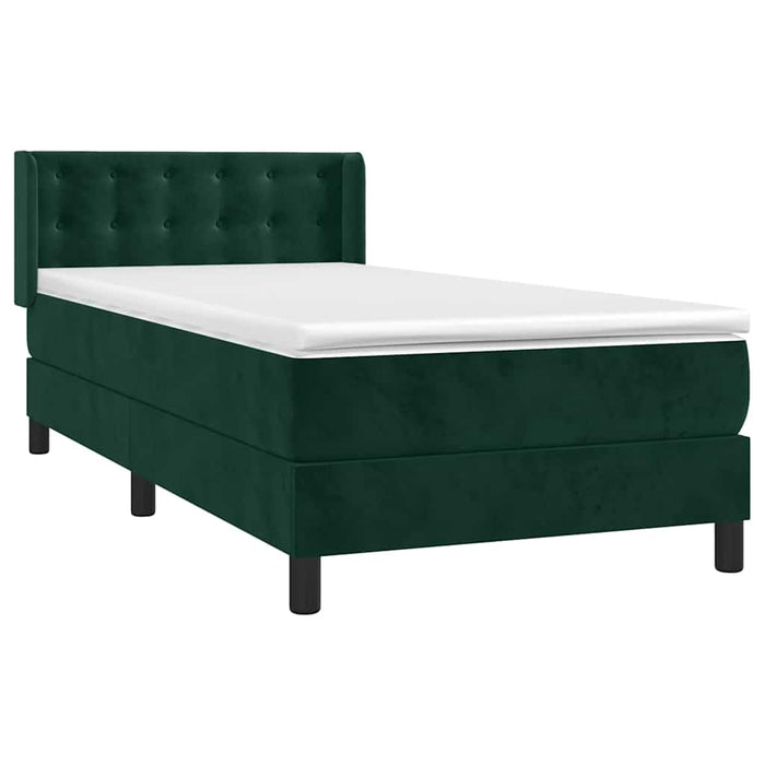 Pat box spring cu saltea, verde închis, 80x200 cm, catifea - WALTI WALTI