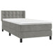 Pat box spring cu saltea, gri deschis, 90x190 cm, catifea - WALTI WALTI