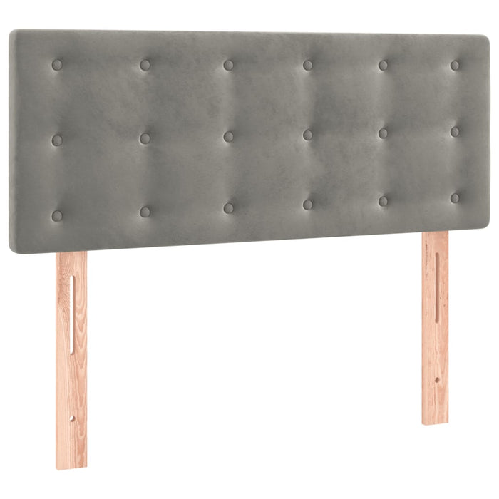 Pat box spring cu saltea, gri deschis, 90x190 cm, catifea - WALTI WALTI
