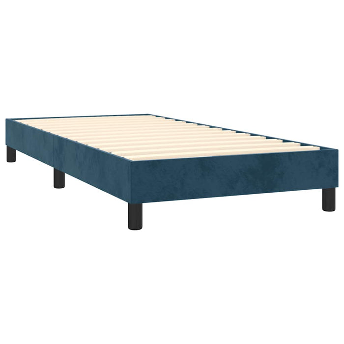 Pat box spring cu saltea, albastru închis, 90x190 cm, catifea - WALTI WALTI