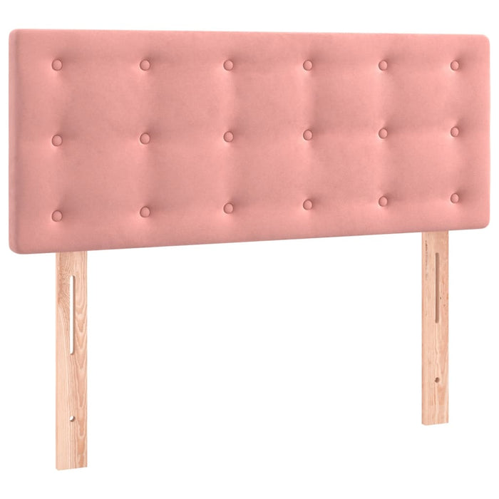 Pat box spring cu saltea, roz, 90x190 cm, catifea - WALTI WALTI