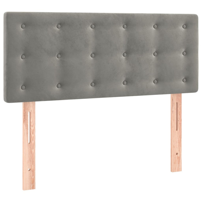 Pat box spring cu saltea, gri deschis, 90x200 cm, catifea - WALTI WALTI