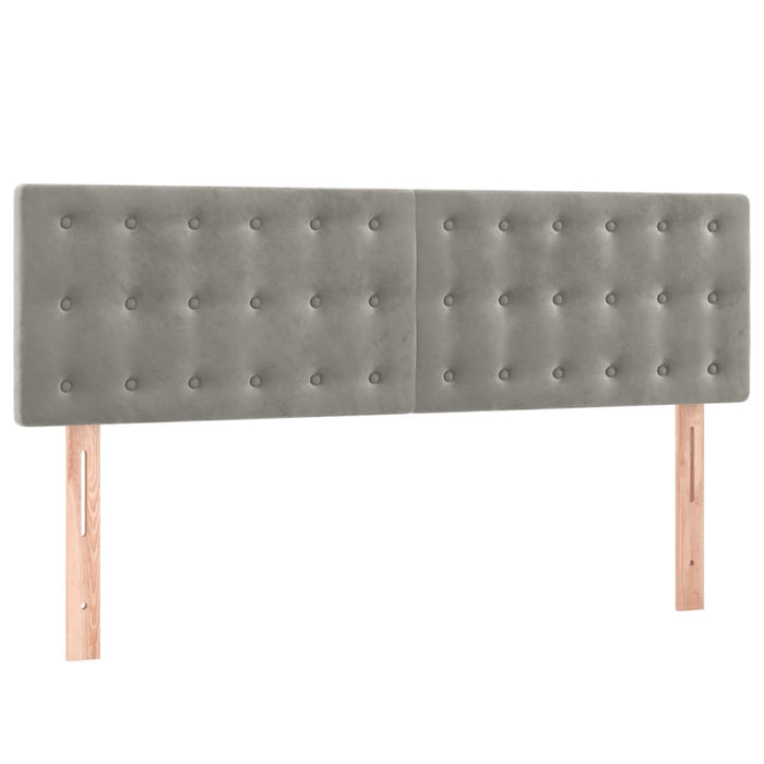 Pat box spring cu saltea, gri deschis, 140x190 cm, catifea - WALTI WALTI