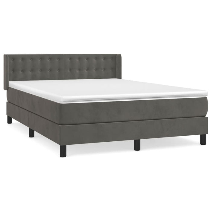 Pat box spring cu saltea, gri închis, 140x190 cm, catifea - WALTI WALTI