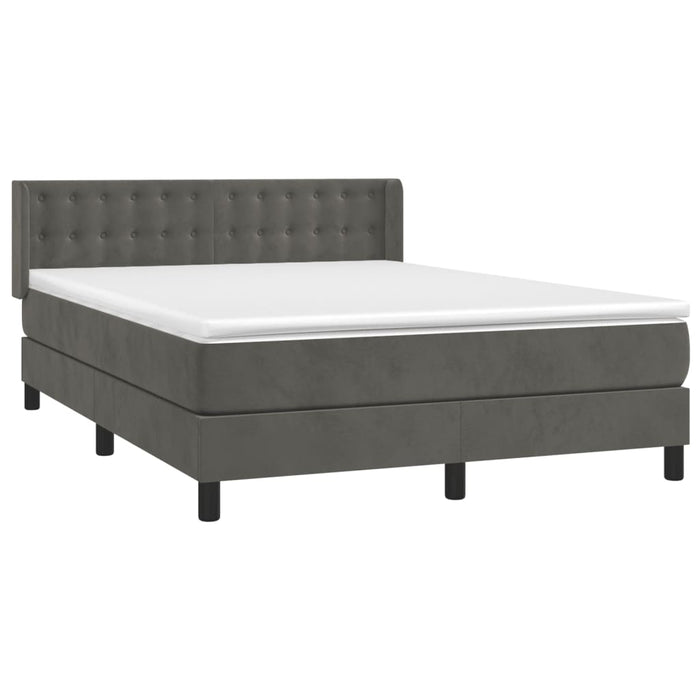 Pat box spring cu saltea, gri închis, 140x190 cm, catifea - WALTI WALTI