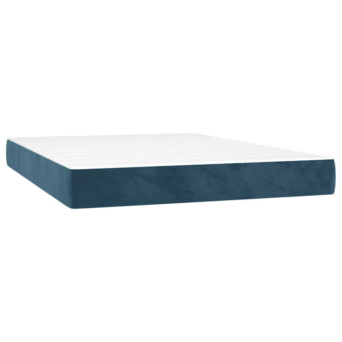 Pat box spring cu saltea, albastru închis, 140x200 cm, catifea - WALTI WALTI