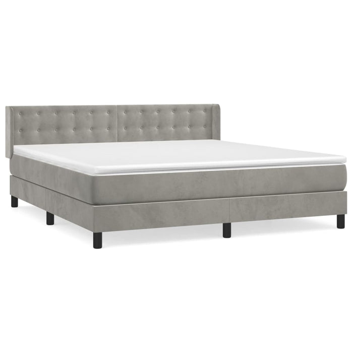 Pat box spring cu saltea, gri deschis, 160x200 cm, catifea - WALTI WALTI