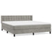 Pat box spring cu saltea, gri deschis, 160x200 cm, catifea - WALTI WALTI