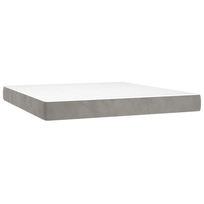 Pat box spring cu saltea, gri deschis, 160x200 cm, catifea - WALTI WALTI