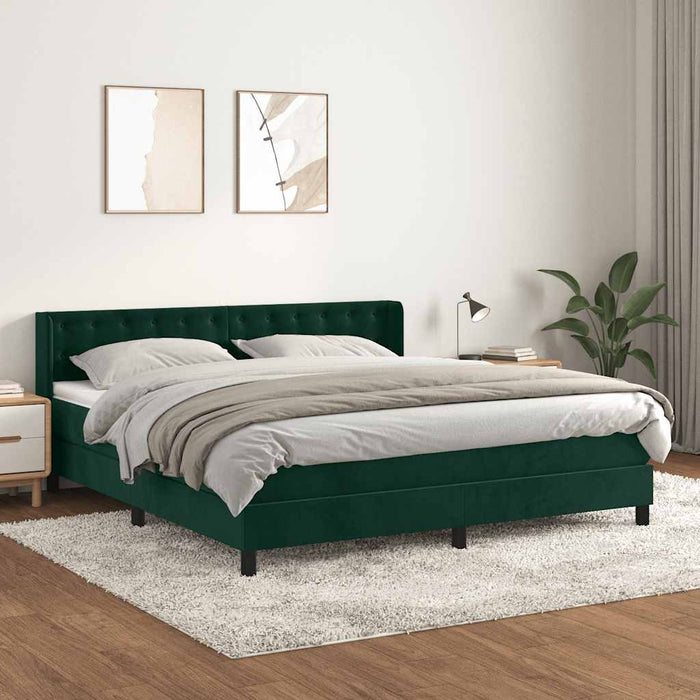 Pat box spring cu saltea, verde închis, 160x200 cm, catifea - WALTI WALTI