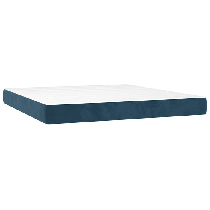 Pat box spring cu saltea, albastru închis, 160x200 cm, catifea - WALTI WALTI
