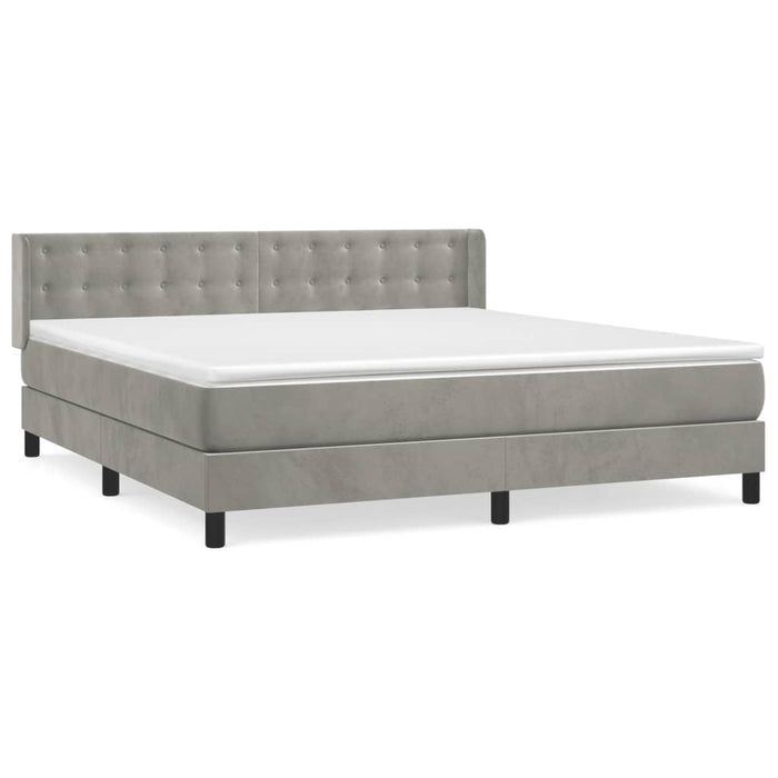 Pat box spring cu saltea, gri deschis, 180x200 cm, catifea - WALTI WALTI