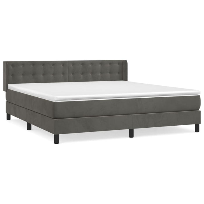 Pat box spring cu saltea, gri închis, 180x200 cm, catifea - WALTI WALTI