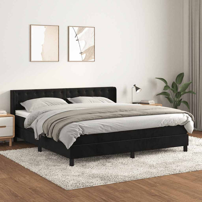 Pat box spring cu saltea, negru, 180x200 cm, catifea - WALTI WALTI