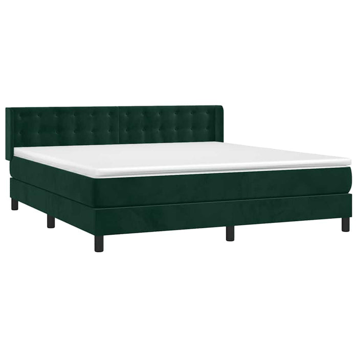 Pat box spring cu saltea, verde închis, 180x200 cm, catifea WALTI