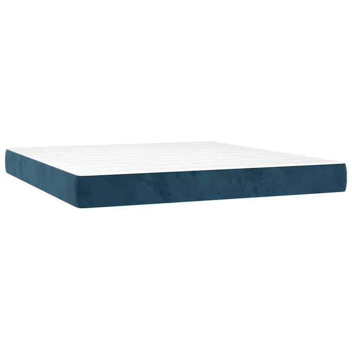 Pat box spring cu saltea, albastru închis, 180x200 cm, catifea - WALTI WALTI