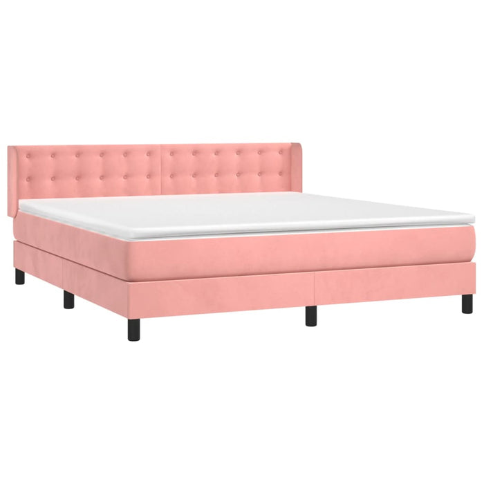 Pat box spring cu saltea, roz, 180x200 cm, catifea - WALTI WALTI