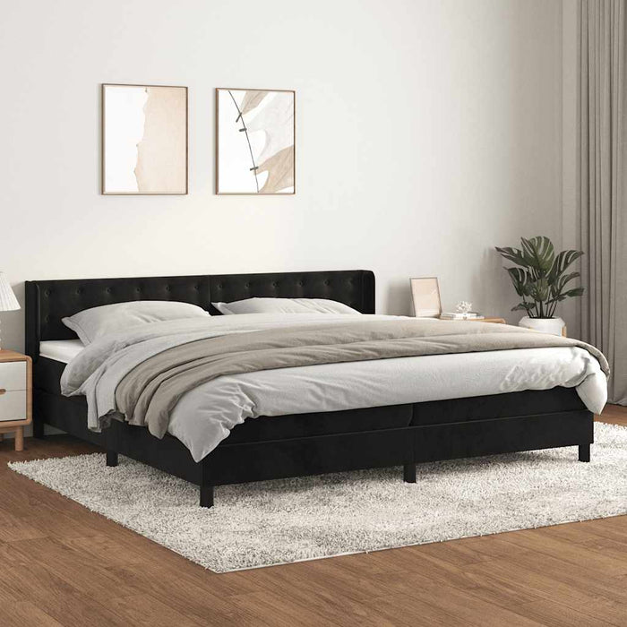 Pat box spring cu saltea, negru, 200x200 cm, catifea - WALTI WALTI