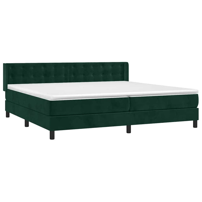 Pat box spring cu saltea, verde închis, 200x200 cm, catifea WALTI