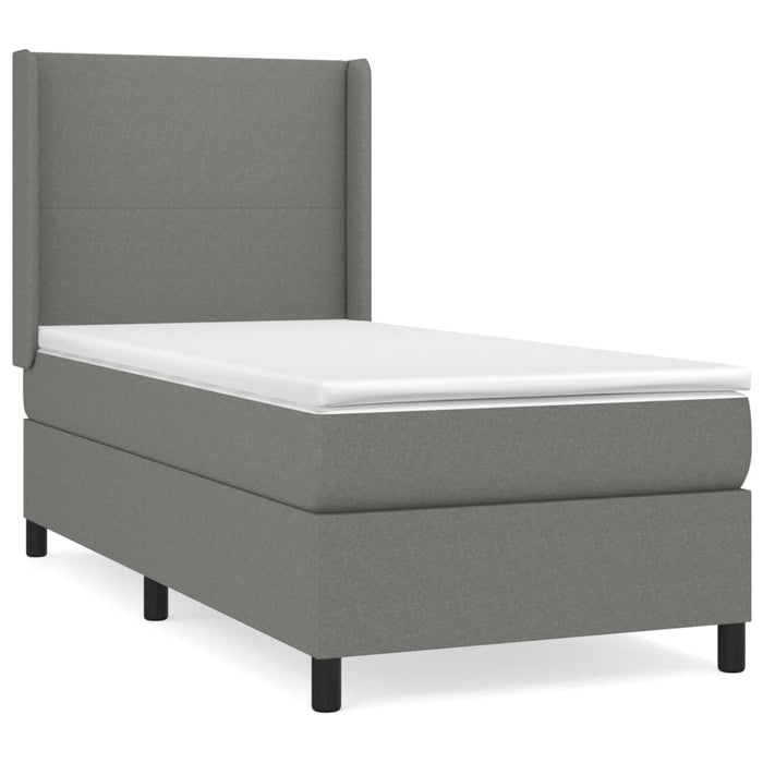 Pat box spring cu saltea, gri închis, 80x200 cm, textil WALTI