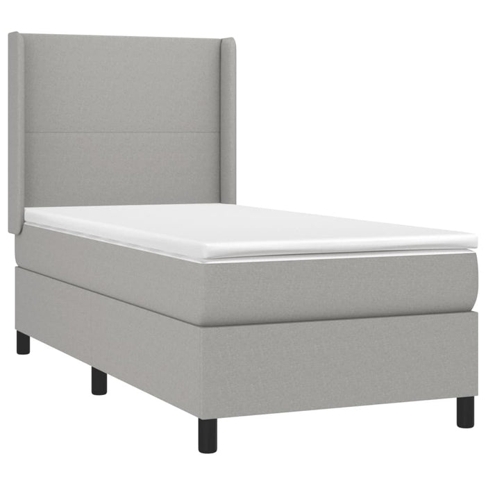 Pat box spring cu saltea, gri deschis, 90x190 cm, textil - WALTI WALTI