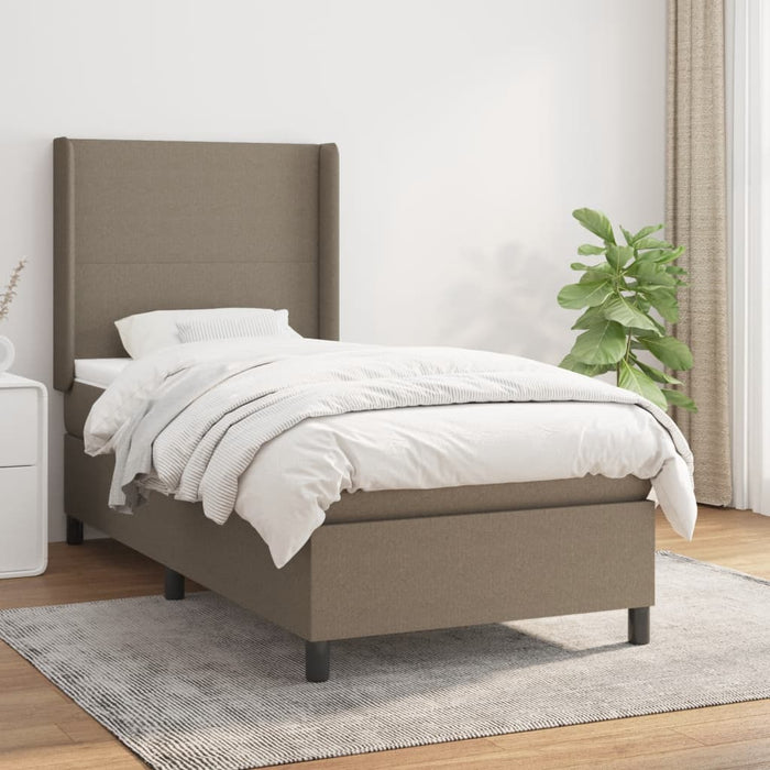 Pat box spring cu saltea, gri taupe, 90x190 cm, textil - WALTI WALTI