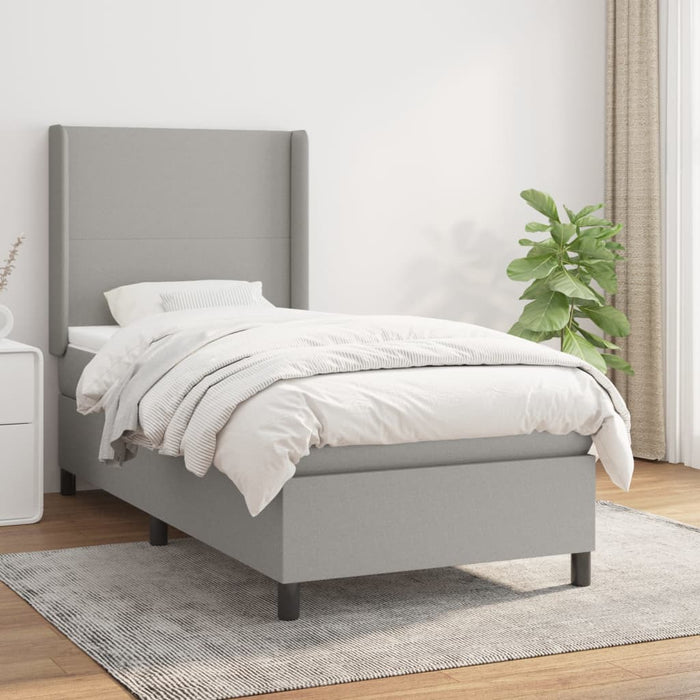 Pat box spring cu saltea, gri deschis, 90x200 cm, textil - WALTI WALTI