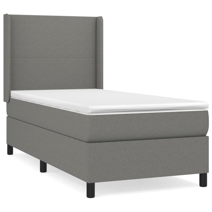 Pat box spring cu saltea, gri închis, 100x200 cm, textil - WALTI WALTI