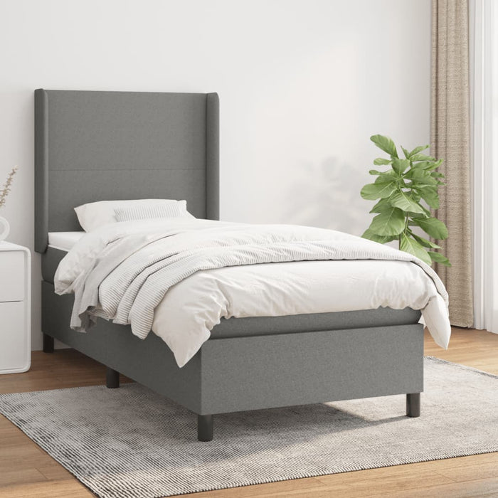 Pat box spring cu saltea, gri închis, 100x200 cm, textil - WALTI WALTI