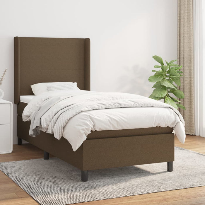 Pat box spring cu saltea, maro închis, 100x200 cm, textil - WALTI WALTI